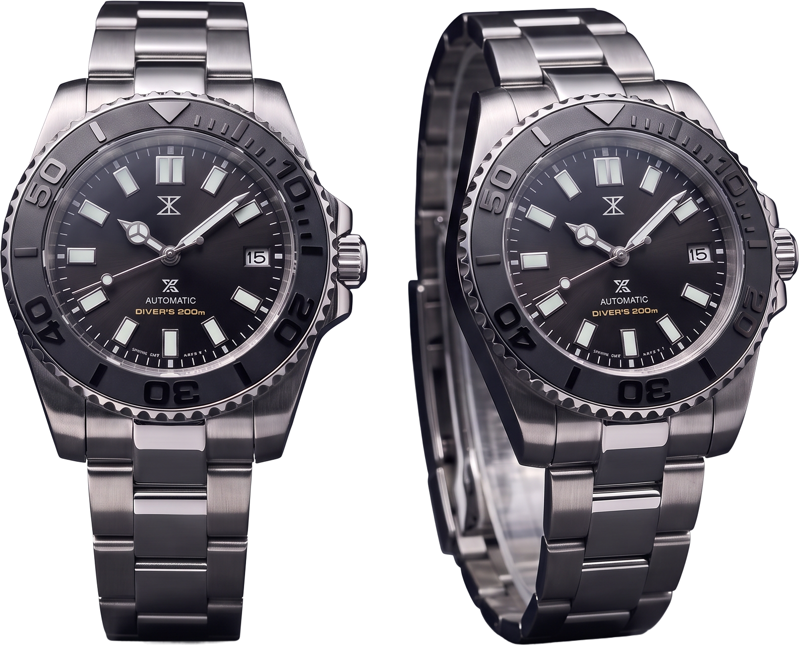 Pair of Trix stainless steel automatic dive watches